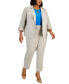 Plus Size Linen-Blend Open-Front Roll-Tab 3/4-Sleeve Blazer