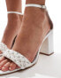 London Rebel Polly embellished block heel in ivory