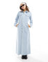 Vero Moda long sleeve denim buttondown maxi dress in blue denim