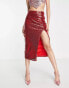 Collective the Label exclusive midaxi sequin skirt in red