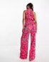 Vero Moda plisse wide leg trouser co-ord in pink florals