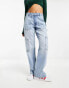 Rive Island wide leg cargo jean in medium denim