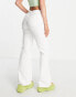 Stradivarius lace up flare jean in white