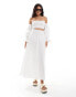 ASOS DESIGN shirred waist maxi co-ord skirt in white