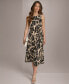 Donna Karan Women's Printed Sleeveless Belted Midi Dress