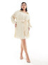 In The Style Plus plisse belted shirt dress in cream