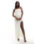 ASOS DESIGN minimal bandeau maxi dress with split in cream