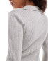 Glamorous rib knit button front cardigan in grey marl