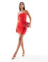 Vesper square neck bodycon mini dress in bright red