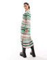 River Island chevron knitted maxi cardigan co-ord in green