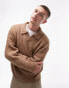 Topman – Locker geschnittener Pullover in Hellbeige mit offenem Kragen