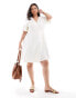 ONLY Curve wrap linen mix mini dress in cream