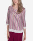 Petite Wine Country Metallic Stripe Necklace Top