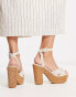 South Beach straw chunky heel sandal in cream