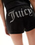 Juicy Couture diamante velour tracksuit shorts co-ord in black