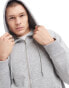 DTT full zip hoodie in light grey marl