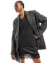 ASOS DESIGN Tall oversized tailored jacket in black herringbone