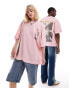 COLLUSION Unisex photographic collage t-shirt in pink