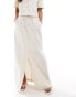 Vero Moda mix and match linen touch tie waist column maxi skirt with front split in beige