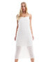 Pieces textured cowl neck cami maxi dress in white