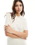 ASOS DESIGN knitted polo top with stitch detail in cream