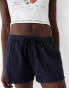 Bershka linen look tie waist shorts in rich navy