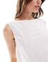 ASOS DESIGN linen blend slash neck fitted top co ord in ivory