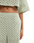 ASOS DESIGN broderie culotte in sage co-ord