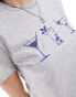 ASOS DESIGN baby tee with three drinks graphic in ice marl