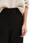 Pieces Petite high waisted tailored trousers with tie detail in black