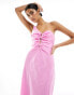 Forever New asymmetrical linen cut out maxi dress in pink