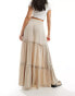 Vila tiered boho maxi skirt in stone