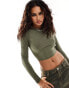 ONLY long sleeve cropped backless top in khaki