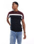 French Connection colour block t-shirt in navy & burgundy