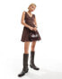 Glamorous shirred bust mini dress in chocolate