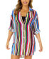 Women's Striped Boyfriend Cover-Up Shirt