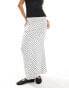 ASOS DESIGN polka dot mesh maxi skirt with black picot in white