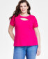 Plus Size Studded Cutout Top, Created for Macy's