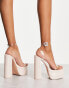 Public Desire Wide Fit Calla platform heeled sandals in beige patent