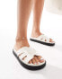 Stradivarius faux leather sandal in white