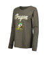 Women's Olive Oregon Ducks Payton Elbow Patch Slub Raglan Long Sleeve T-shirt