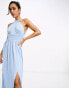 ASOS DESIGN – Griechisches Maxikleid in Pastellblau mit Neckholder-Träger und plissiertem Rock