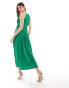 & Other Stories sleeveless midi dress with ruched and pleat detail in green