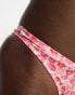 Hollister v-front high leg co-ord bikini bottom in white and pink floral