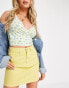 DTT Gabby high waist denim skirt in yellow