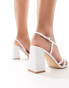 Be Mine Bridal Adilette asymmetric strap block heel sandals in ivory