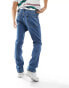 ASOS DESIGN straight leg jeans with stretch in mid wash blue