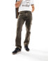 ASOS DESIGN straight leg jeans with carpenter detailing off brown wash