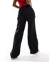 Mango linen mix waistband trouser in black