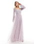 Beauut Bridesmaid embellished long sleeve maxi dress in lilac